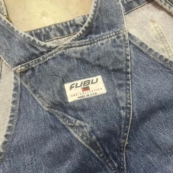 Vintage FUBU men's denim overalls embroidered loose hiphop USA made xxl